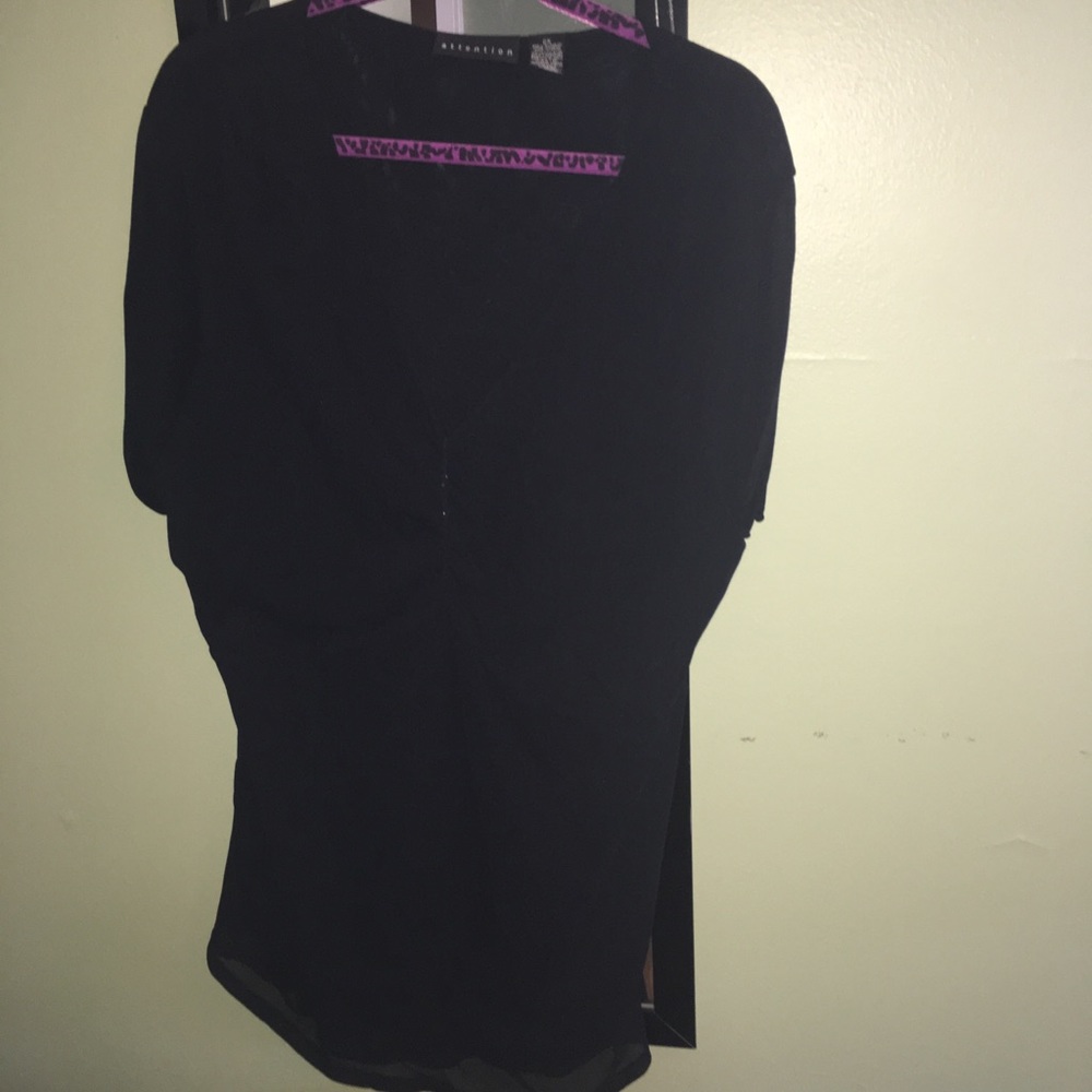 Black blouse with ruching at the chest